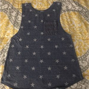Women’s large Sunset & Sixth patriotic tank top with small pocket